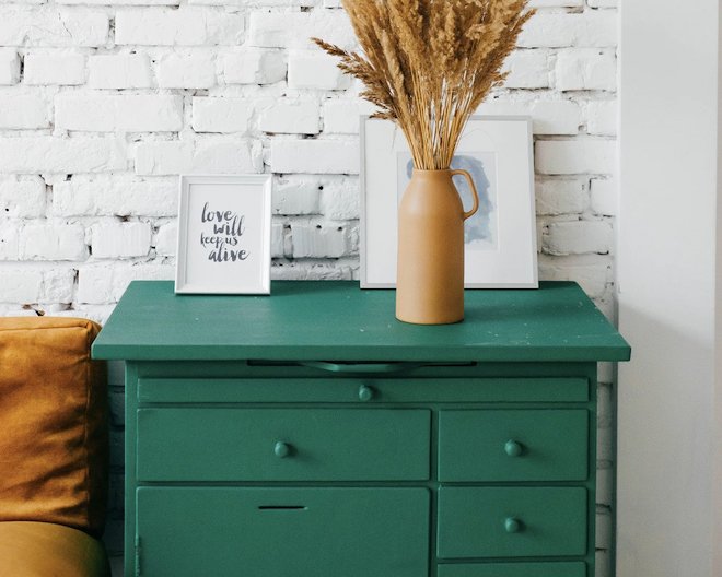 drawer with a vase on its top